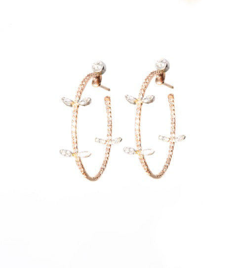 18k Pavé Petal Hoops