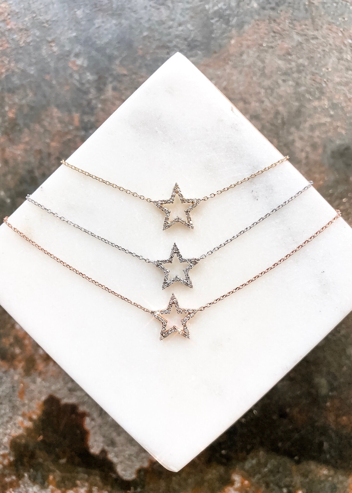 Sterling Silver Diamond Star Pendant Choker