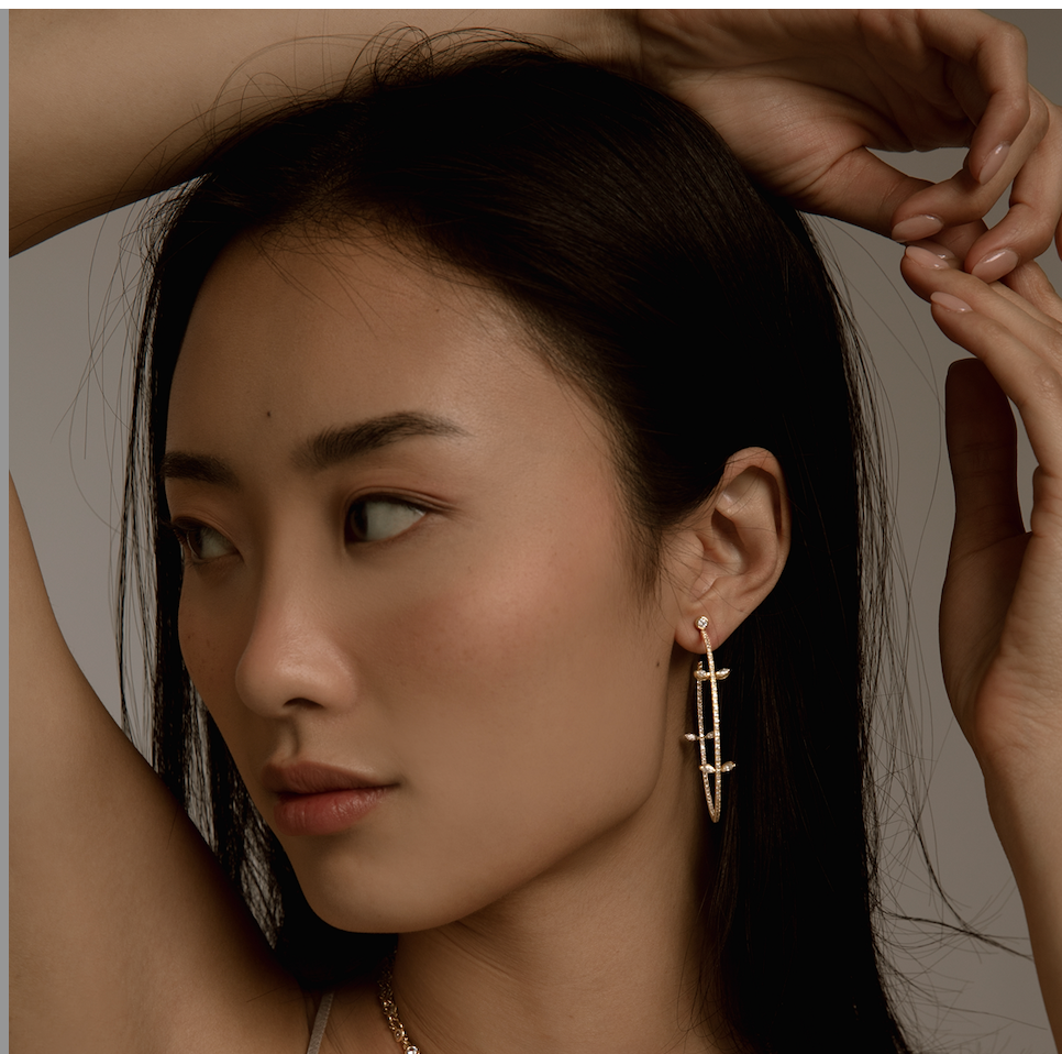 18k Pavé Petal Hoops