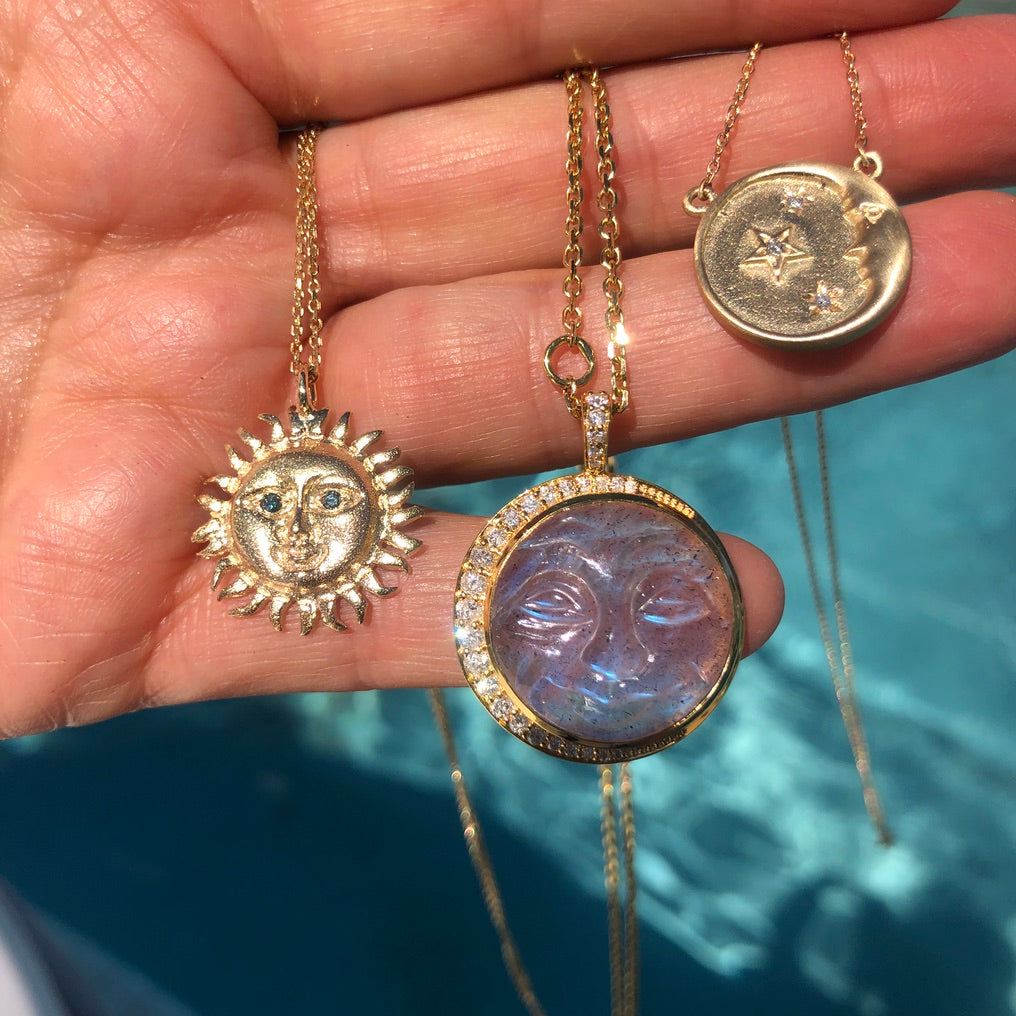 Labradorite Man in the Moon Necklace