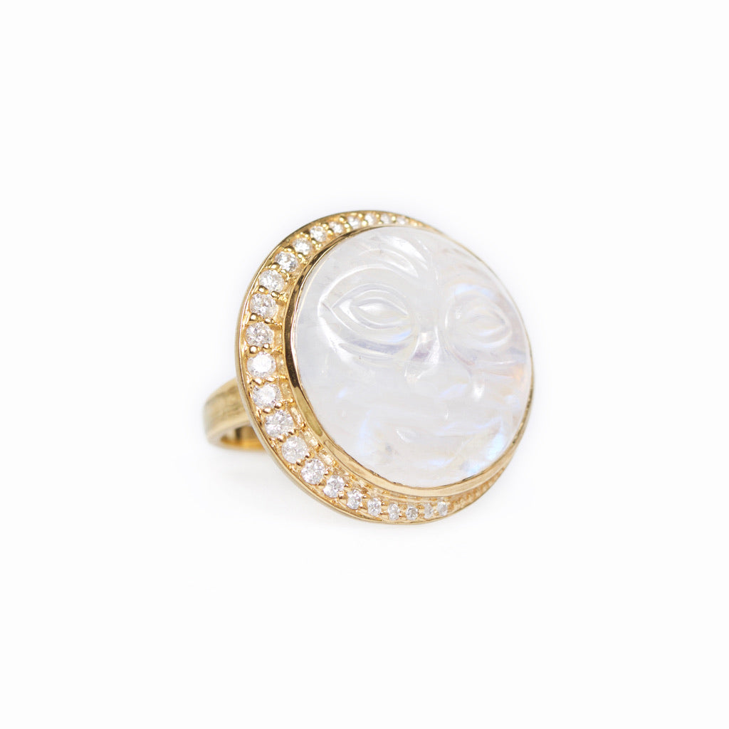 Moonstone Man in the Moon Ring