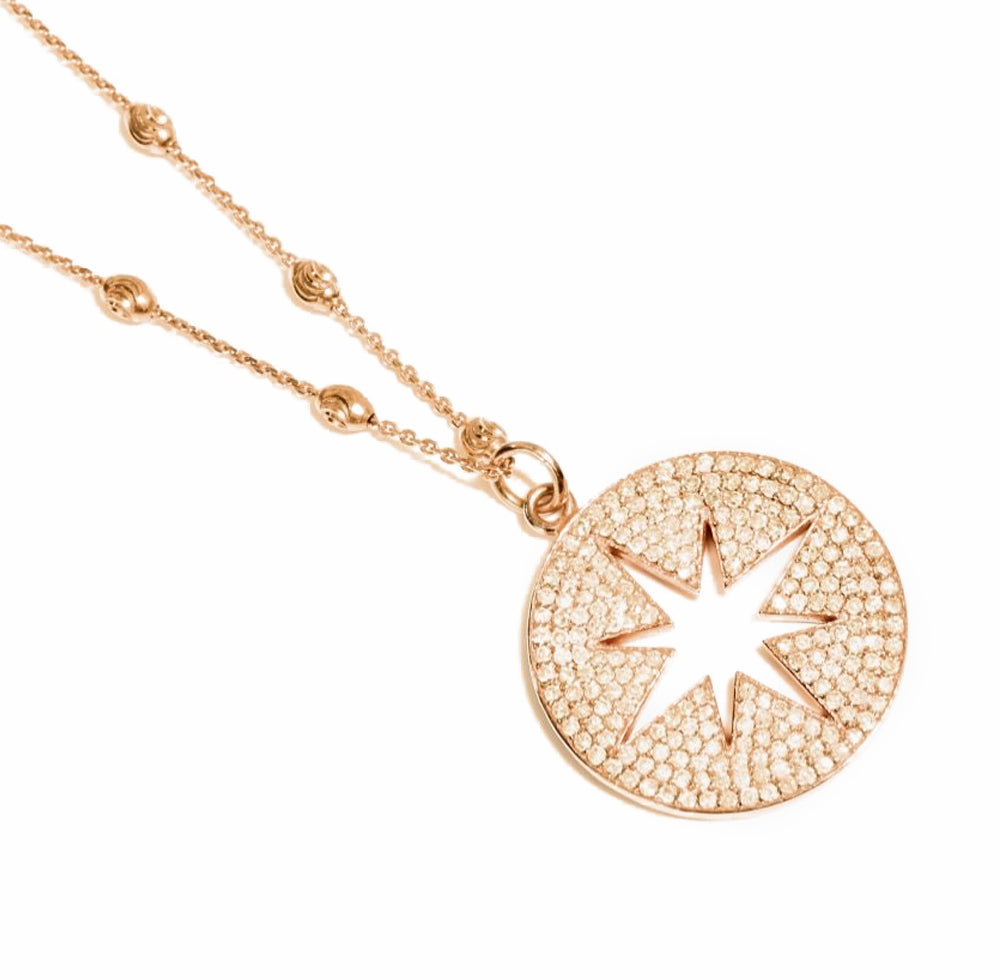 18k YG Diamond Compass on Lunar Chain