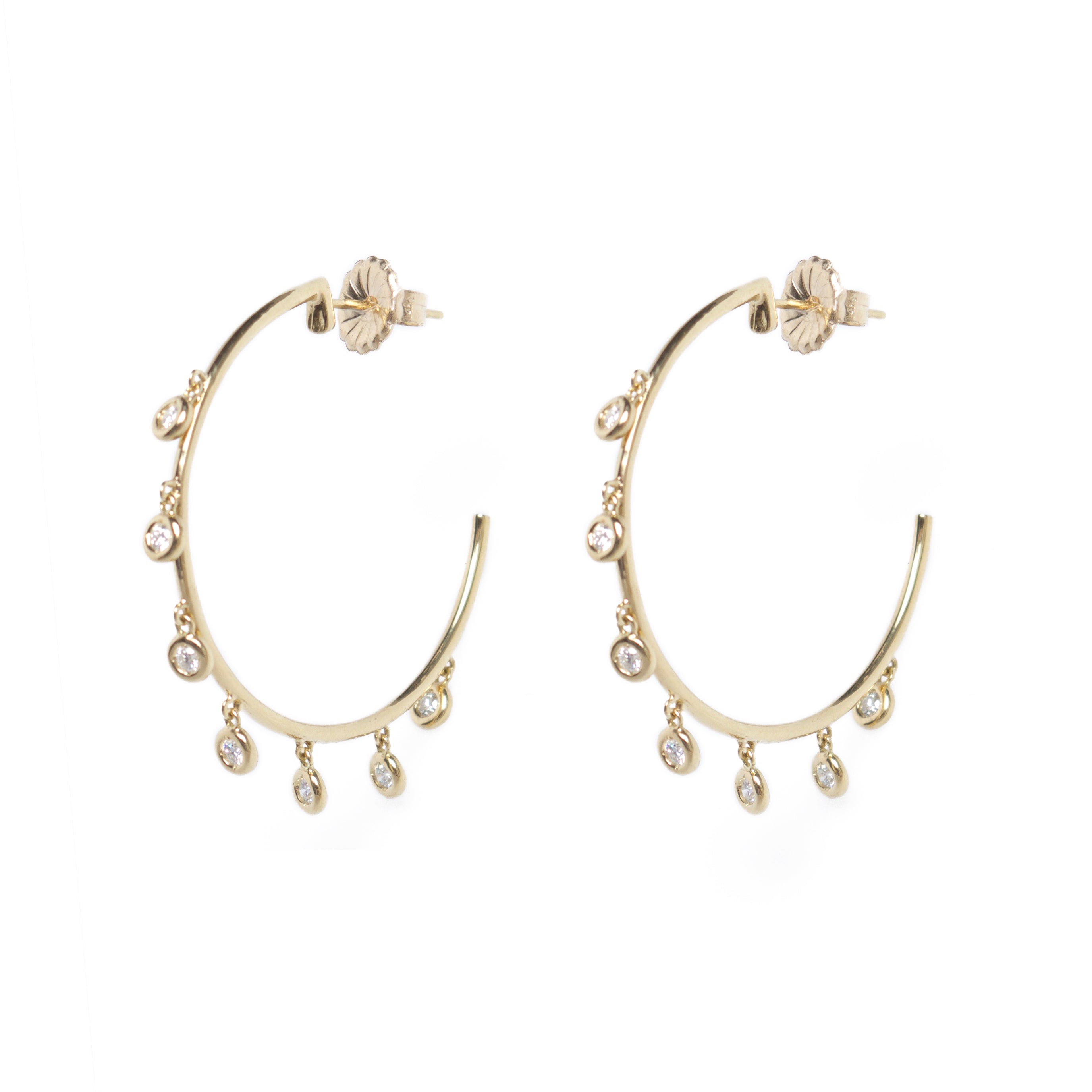 Diamond Mini Gypsy Hoops Earrings in Yellow Gold