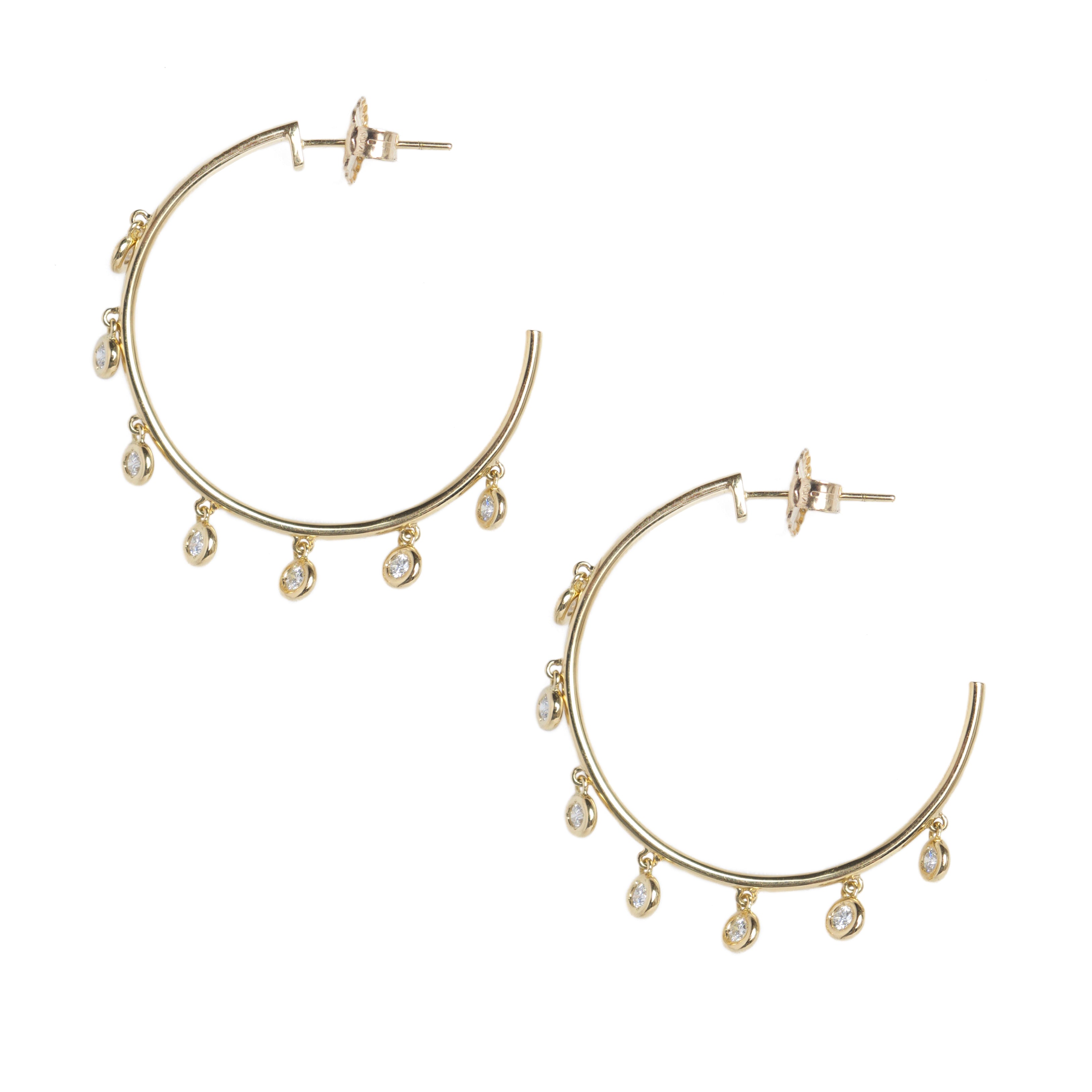 Diamond Mini Gypsy Hoops Earrings in Yellow Gold