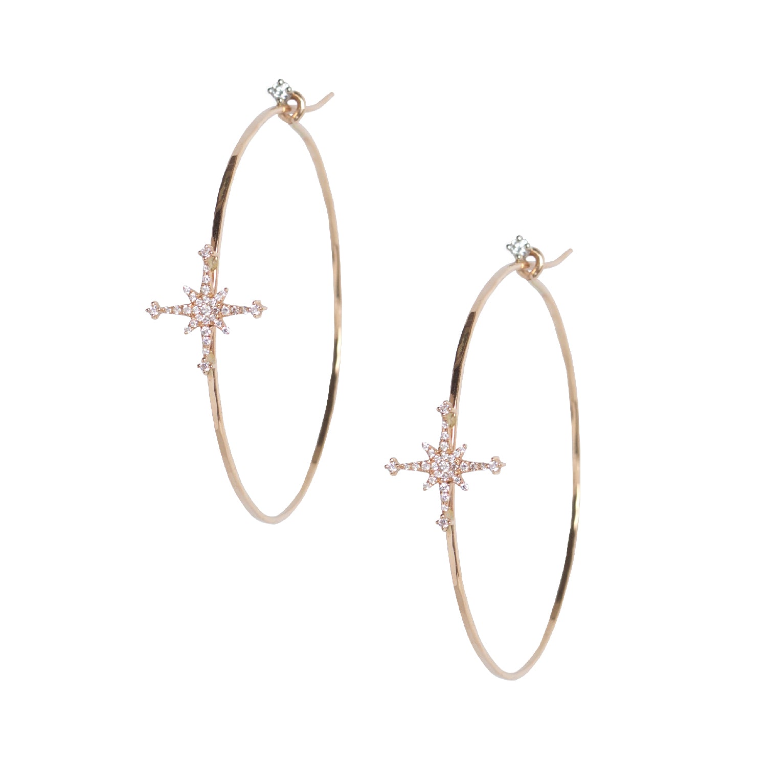 18k YG Lg. Diamond Stella Star Hoops