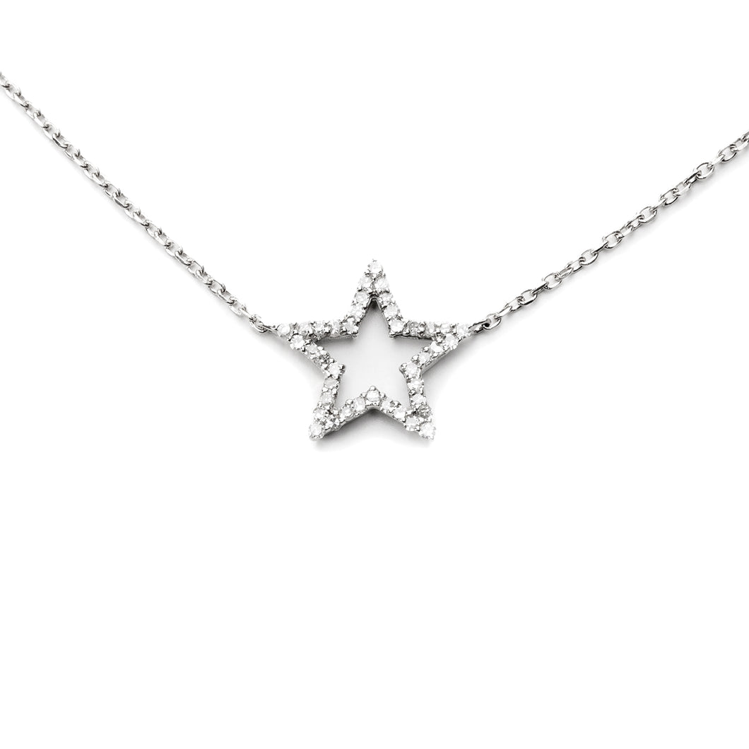 Sterling Silver Diamond Star Pendant Choker