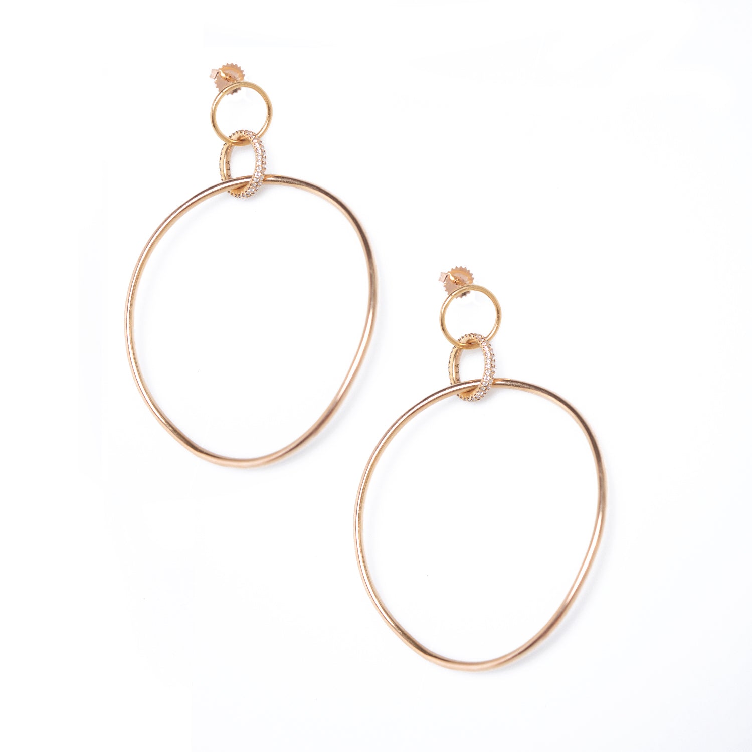 Twisted Trinity Hoops in 18k Rose Gold