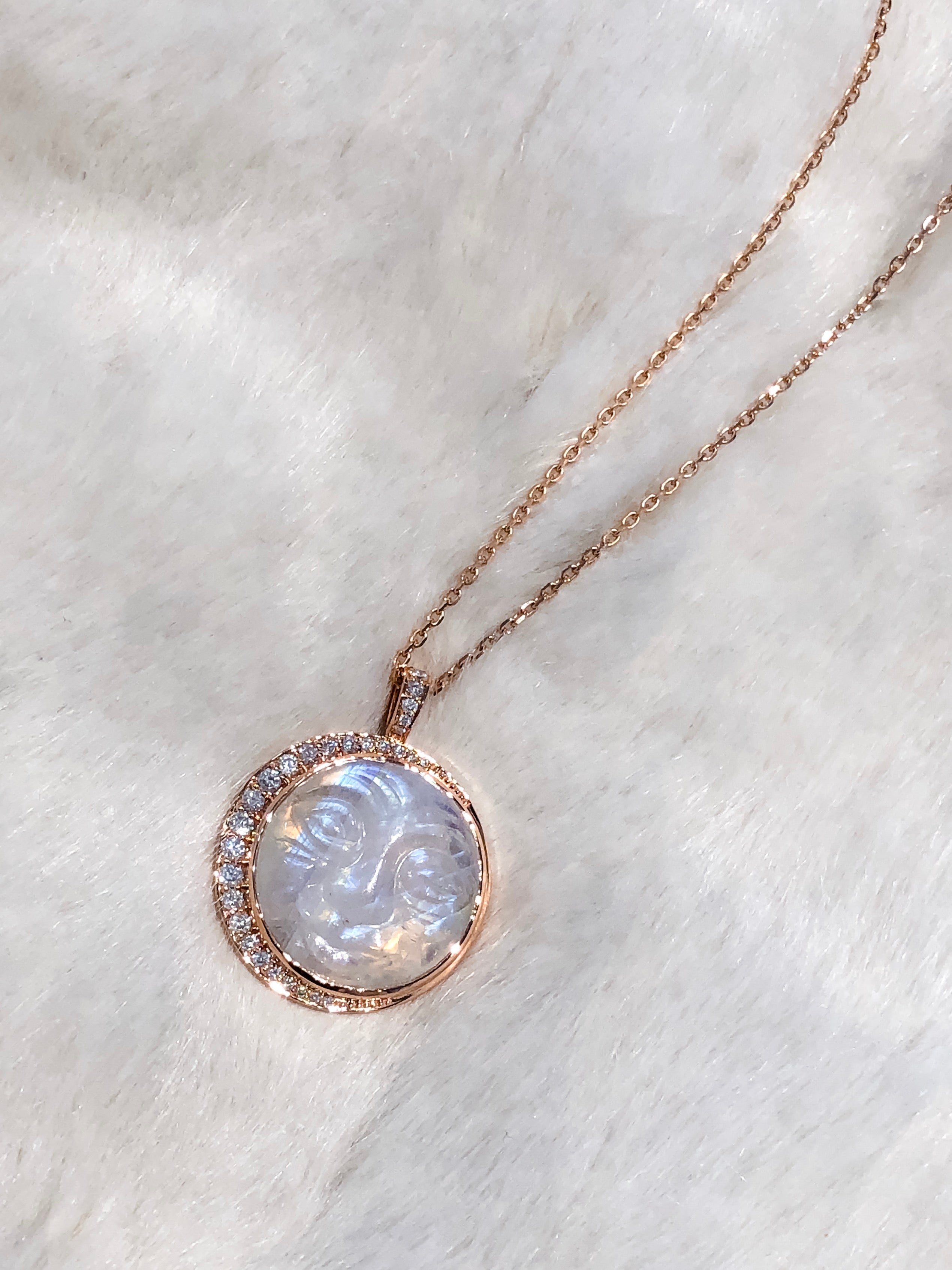 Moonstone Man in the Moon Necklace